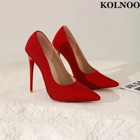 kolnoo new arrival handmade ladies high heels pumps satin leather slip on party dress shoes evening prom fashion court shoes
