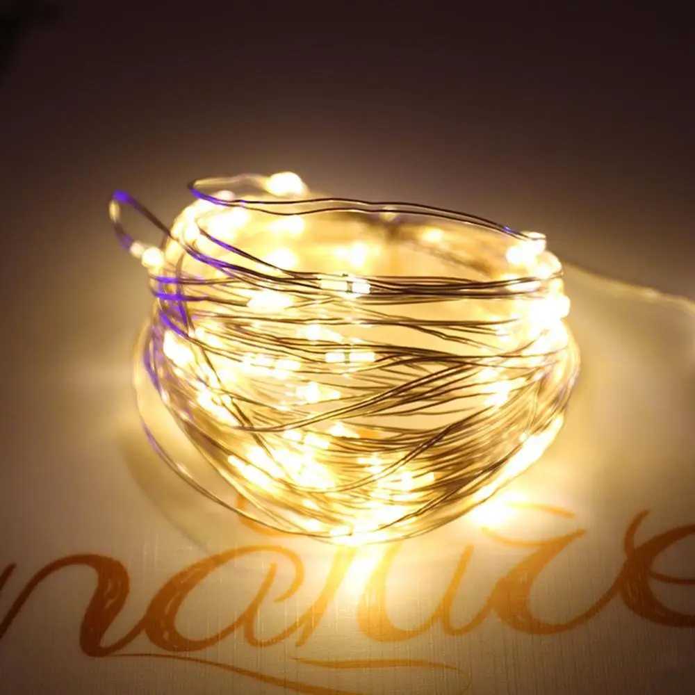 Уличная светодиодная гирлянда из серебристой проволоки Сказочная праздничная