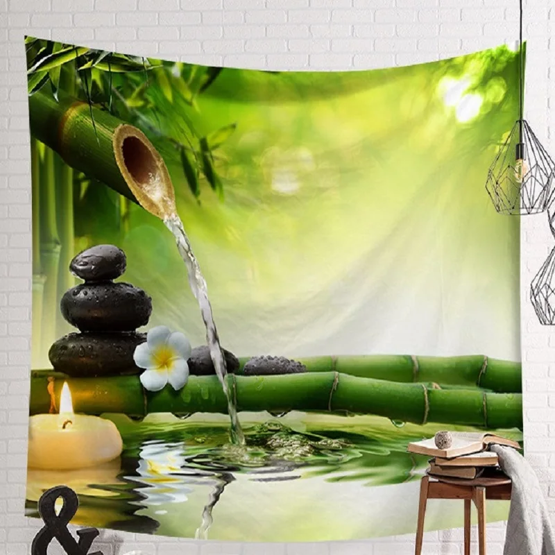 

CAMMITEVER красивая сцена бамбуковые красные листья дерево озеро деревья красящие настенные гобелены великолепное украшение комнаты искусство...