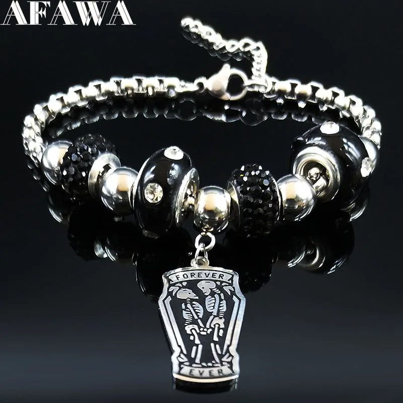 2021 модные браслеты из нержавеющей стали с изображением гроба черепа пары для