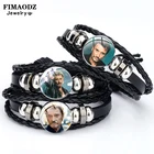 Новейший кожаный браслет FIMAODZ с изображением Джонни Хелли, Шарм в виде рок-звезды, фото, ручная вязка, браслеты для мужчин и женщин, подарки для фанатов, ювелирные изделия