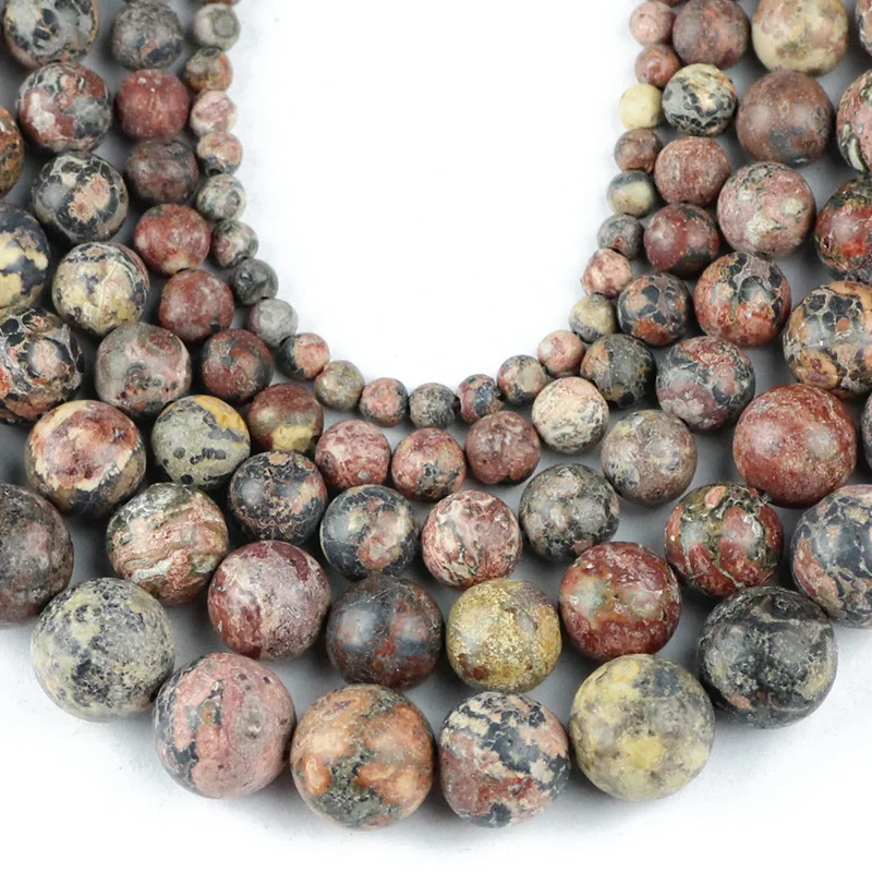 Круглые бусины YHBZRET незакрепленные из натурального камня Красного леопарда для