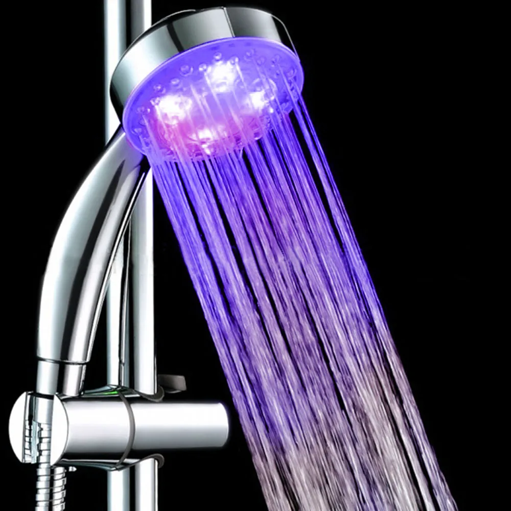 

Colorful Romantic Automatic Magic 7 Color Rainfall Shower Head 4 LED Lights Handing Round Head Bath Bathroom Water Shower Heads