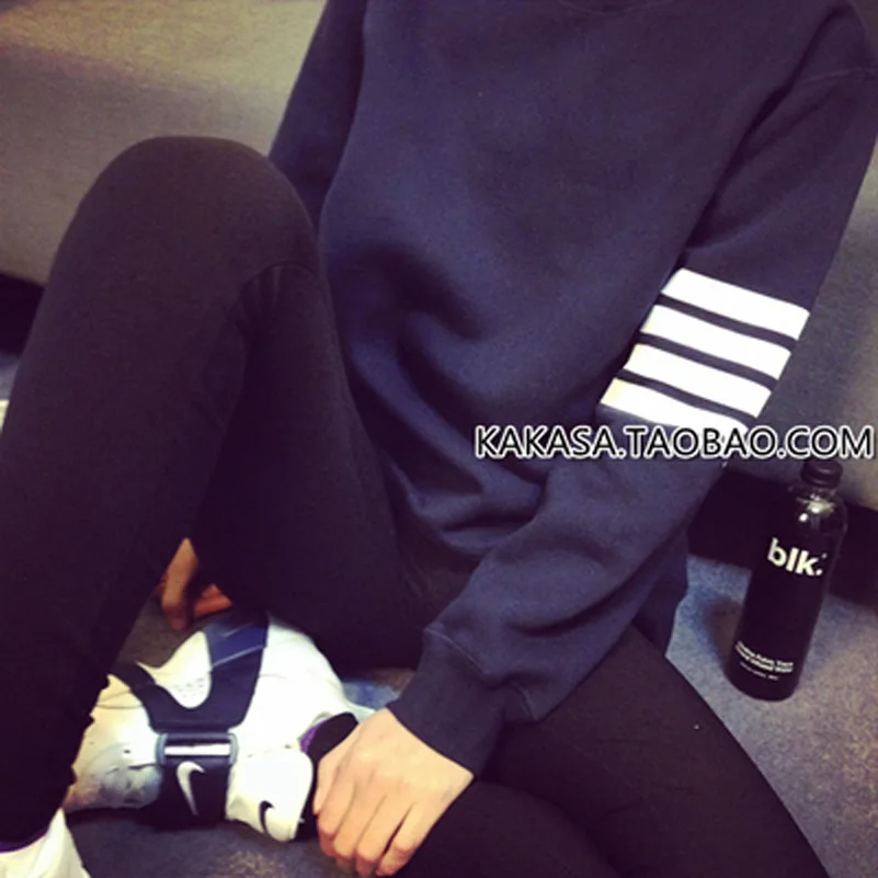 

2019 Autumn Winter Four bar Women Sweater B Casual Long Sleeve Pullovers Women O-Neck flannel thick Tops Women Jumper Femme Soft