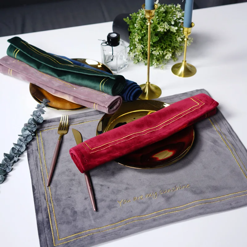 4 шт./лот зеленая прямоугольная бархатная кухонная подставка коврик для