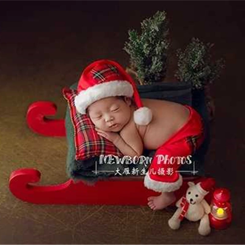 Реквизит для фотосъемки новорожденных Dvotinst деревянные Красные Рождественские