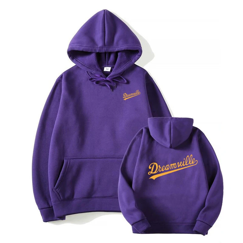 2019 толстовки для новосов Homens в стиле хип хоп DREAMVILLE J Cole Logotipo Com Capuz Carta Presa Inverno do Velo