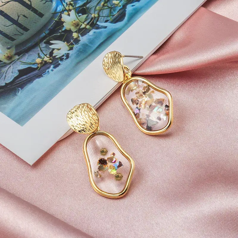 Product 38 POXAM винтажные массивные черные акриловые Висячие серьги для женщин модные ювелирные изделия корейский, геометрической формы золотые свисающие серьги с бриллиантами - Окраска металла: Product 38