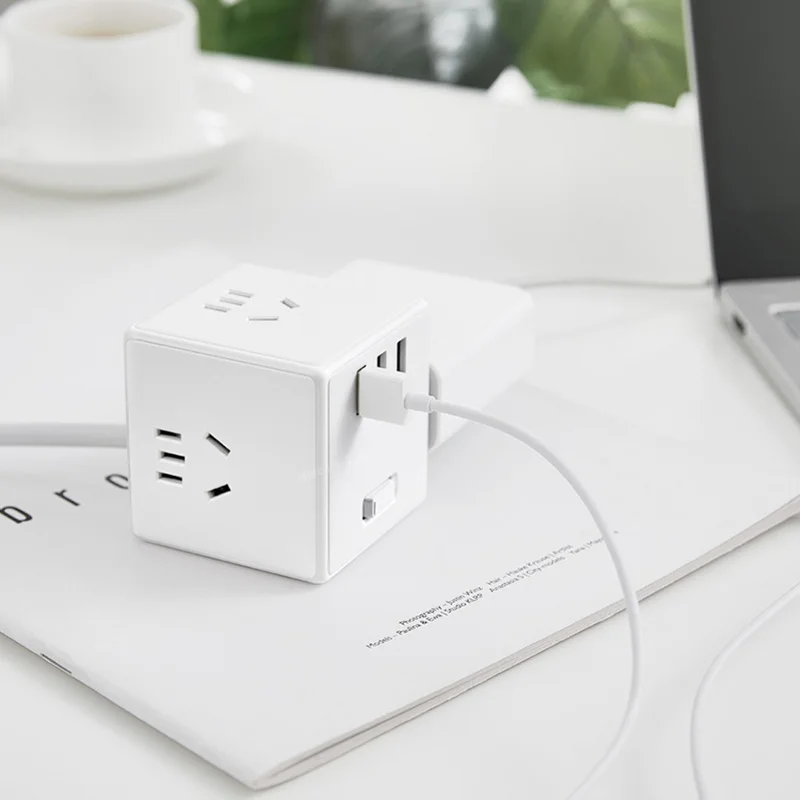 Original Xiaomi Cube Hub Wireless Converter Design Strip 3USB Socket PD Fast Charger Plug-in Power Electric Tow Board | Электроника
