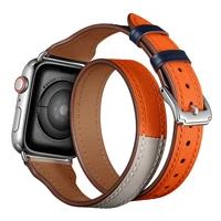 leather loop strap for apple watch band 42mm 38mm 44mm 40mm iwatch 5 4 3 2 1 double tour wrist strap bracelet watchband