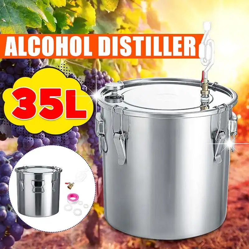 

35L/9GAL Efficient Brew Moonshine Distiller Copper Alcohol Distillery Stainless Boiler for Water Essential Durable Oil Brew Kit