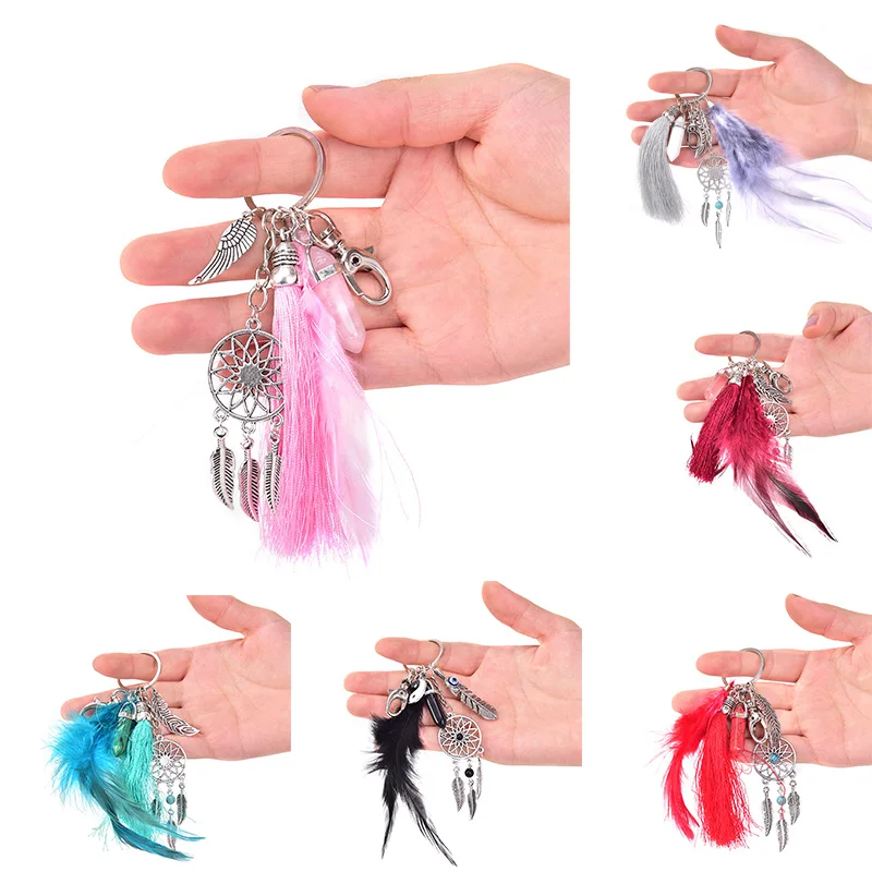 

1pc Dream Catcher Keychain With Feathers Hanging Craft Gift Wind Window Car Hanging Decor Keyring Ornament Decoration