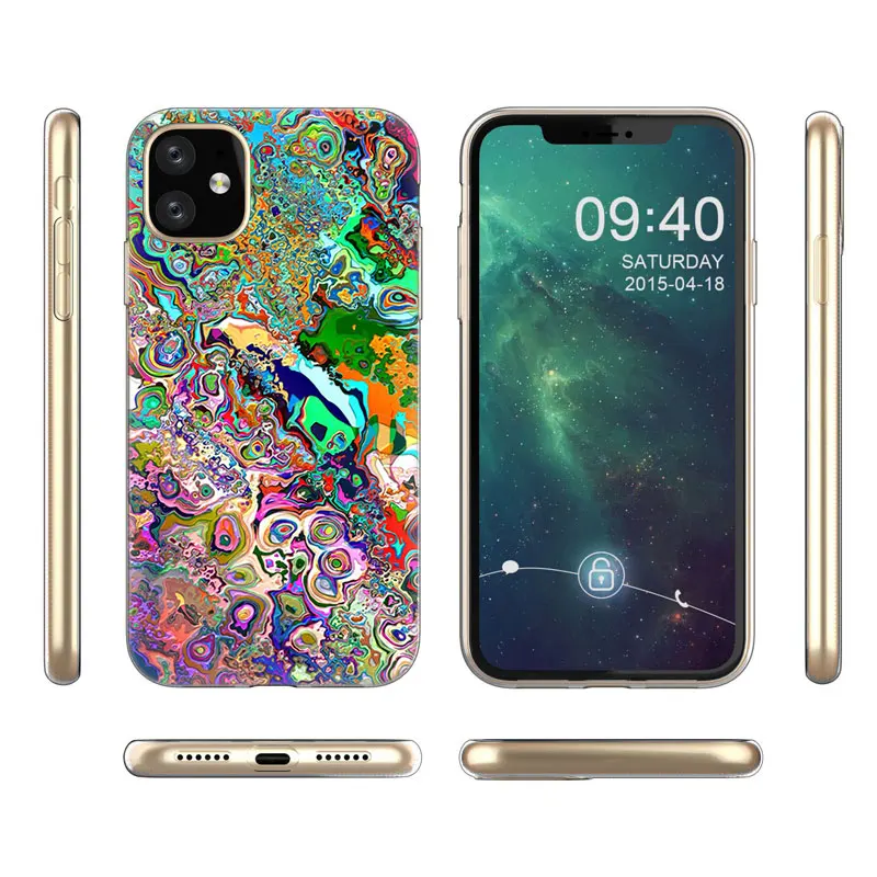 Модный мягкий силиконовый чехол с психоделическим рисунком для Apple iPhone 11 Pro XS Max X XR