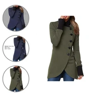 chic long jacket slim unique design irregular hem split jacket coat winter overcoat women coat