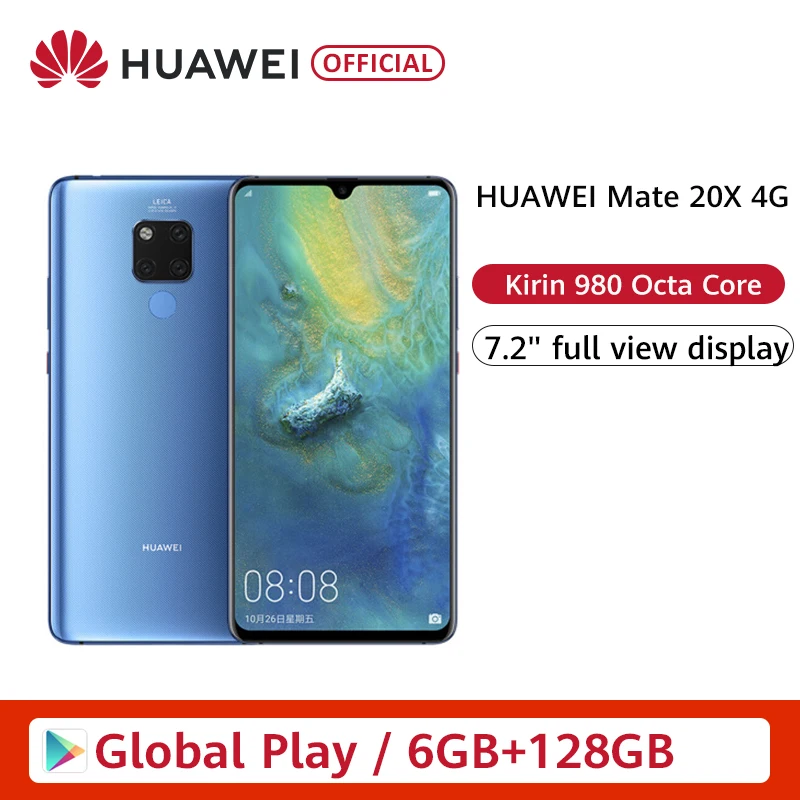 Смартфон HUAWEI Mate 20X4G 7 2 дюйма 2240x1080 6 + 128 ГБ 980 МП|Смартфоны| |