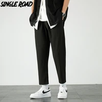single road mens joggers men 2021 summer solid plain pants straight japanese streetwear trousers casual black suit pants for men