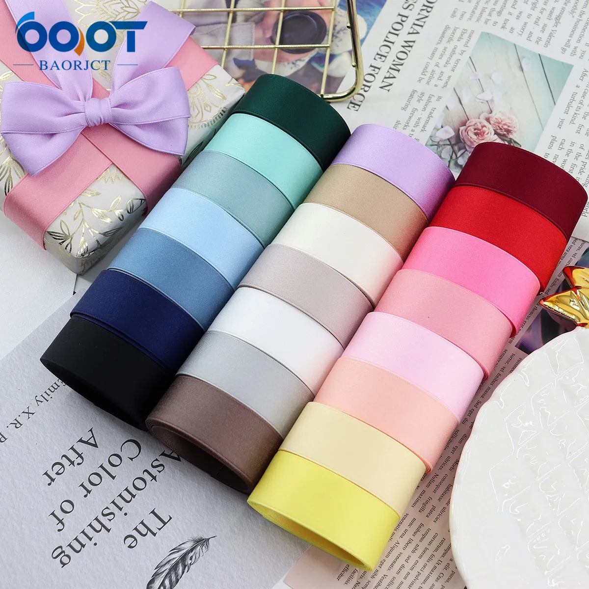 22105 Multiple Sizes 10Yard Solid Color Double-sided Polyester Cotton Wedding Decorative Ribbons,Gift Wrap,DIY Handmade Material