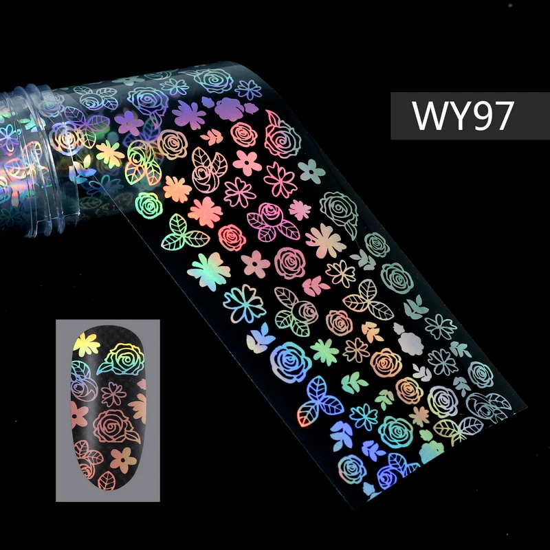 Y97 Nail Foils 1 шт. голографические наклейки-лак для ногтей Переводные Звездные полоски наклейки для дизайна ногтей смешанные узоры ползунки для хобби ногтевой дизайн - Цвет: Y97 Nail Foils