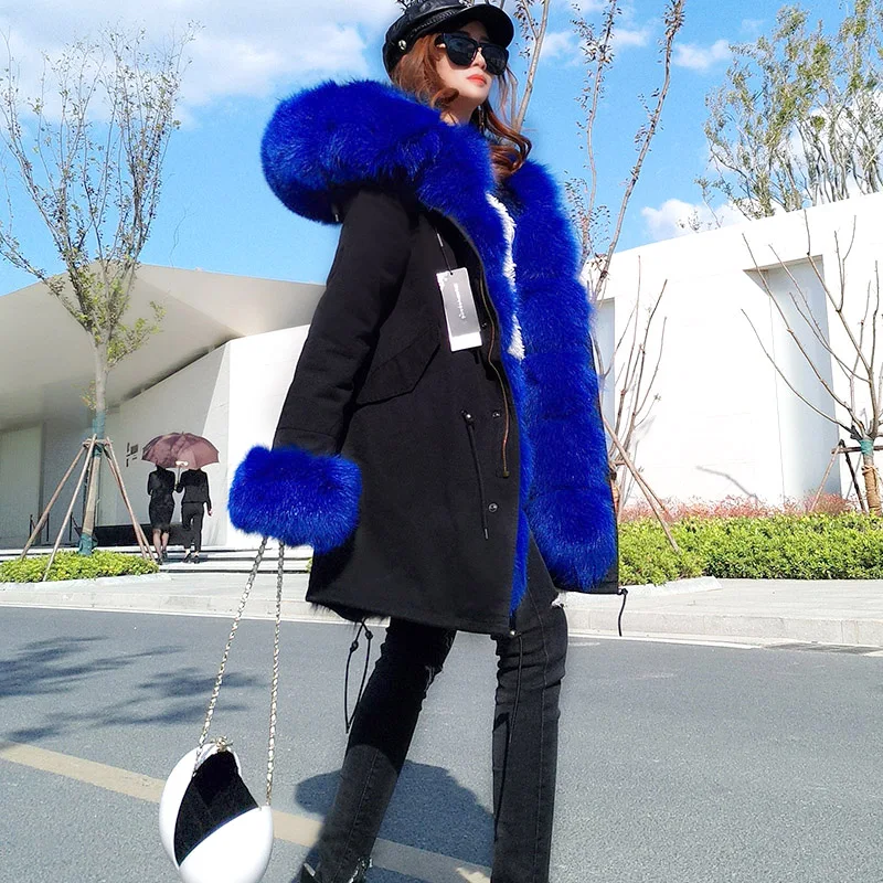 Maomaokong зима 2020 женская меховая куртка с воротником из лисьего меха Женское зимнее