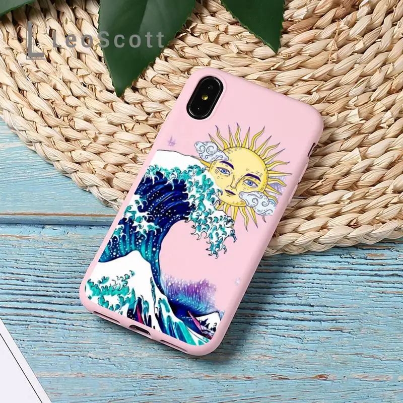 

aesthetic vaporwave sea Phone Case Candy Color for iPhone 11 12 mini pro XS MAX 8 7 6 6S Plus X 5S SE 2020 XR
