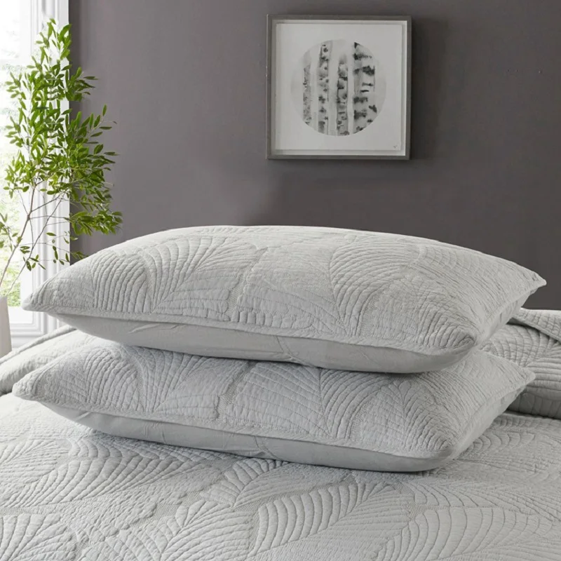 Miglior CHAUSUB Copriletto Sul Letto Trapunta Solida Set 3 Pezzi Trapunte In Cotone Copriletto Fodere King Queen Size Coperte Coperta Estiva Grigio