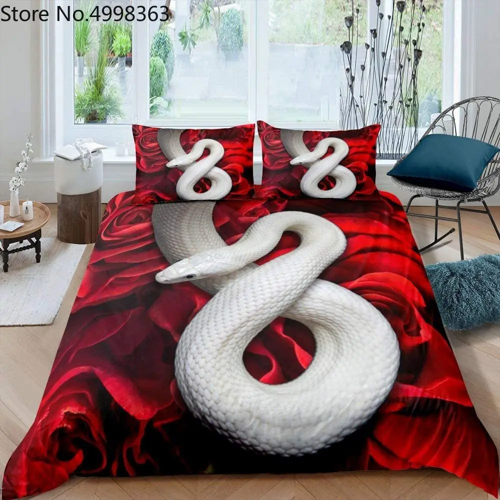 2/3 шт. Комплект постельного белья со змеиным рисунком пододеяльник с