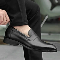 2022 fashion mens derby shoes genuine leather cow slip on forma shoe man classics black brown office work wedding shoes for men