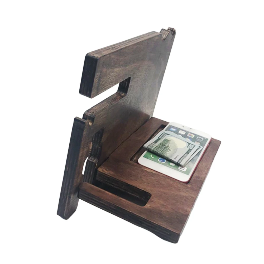 new wooden mobile phone holder watch glasses key accessories desktop wallet storage rack with multiple slots for homeoffice free global shipping