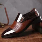 Туфли мужские итальянские из лакированной кожи, без застежки, классические, коричневые, мужские деловые туфли