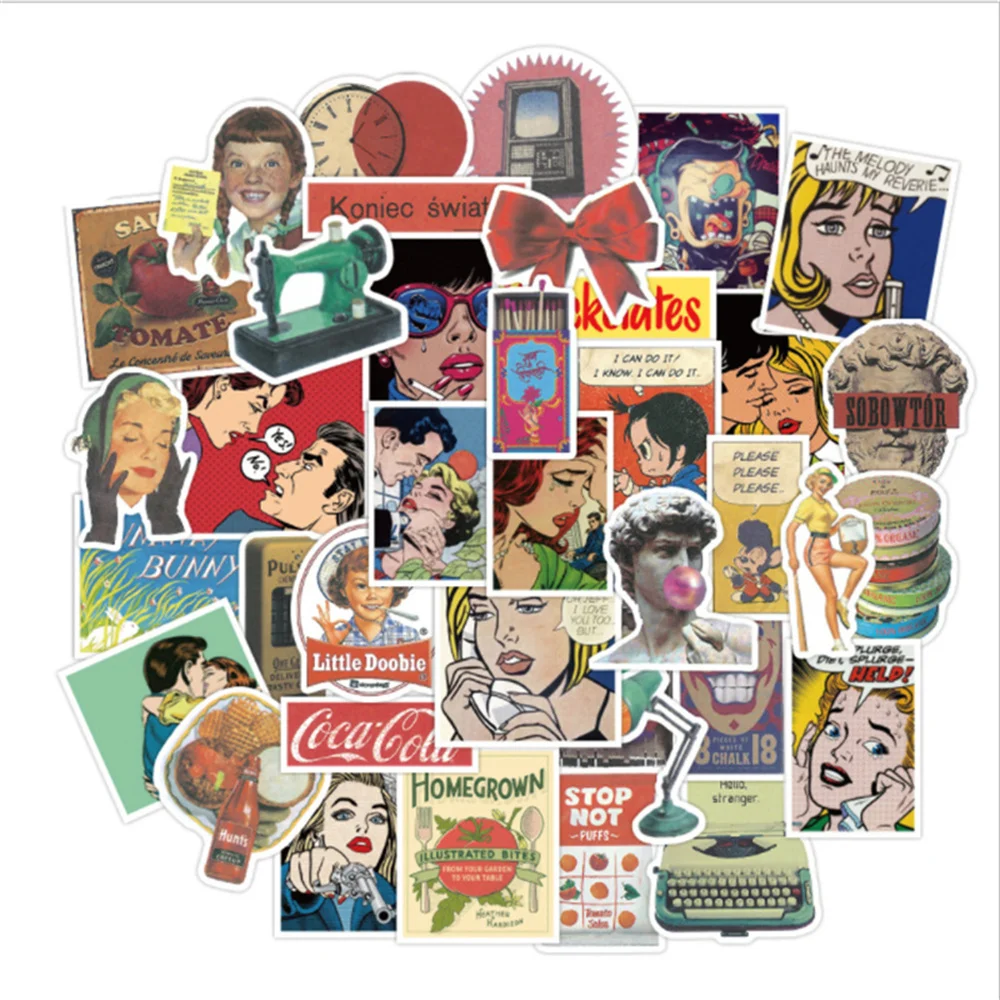 

10/30/50PCS Retro Cartoon Sexy Girl Diary Graffiti Suitcase Laptop Skateboard Toy Decoration Waterproof Stickers Wholesale