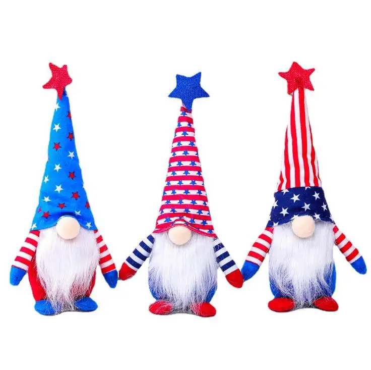 

Patriotic Gnome Independence Day Dwarf Doll 4th of July Gift Stars and Stripes Handmade Scandinavian Ornaments Kids Doll SN02