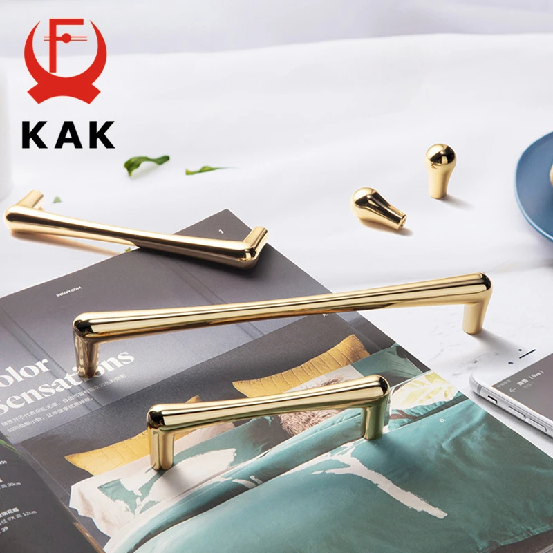 

KAK Bright Gold Cabinet Handles Drop Shape Solid Drawer Knobs Zinc Alloy Kitchen Cupboard Door Pulls Furniture Handle Hardware