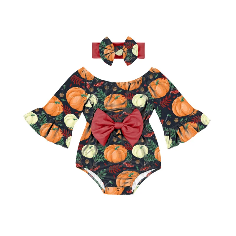 Детские комбинезоны с принтом тыквы на День Благодарения оптовая продажа