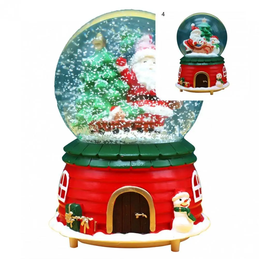 Rotating Design Lovely Christmas Tree Music Snow Globe Decoration for Office