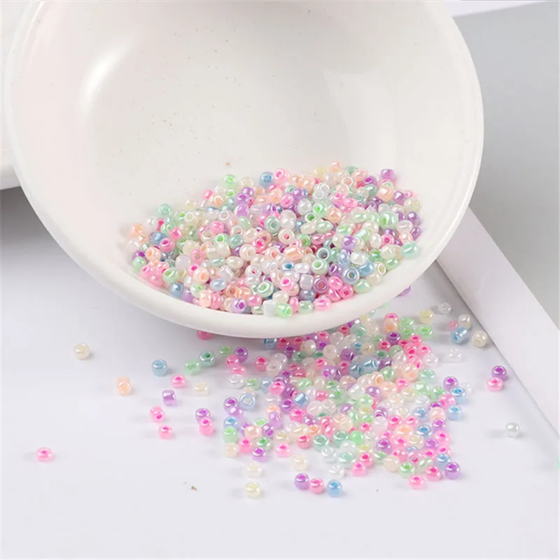 

10g/600Pcs/Pack Cream Glass Beads 2mm Glossy Czech Round Spacer Glass Bugle Seedbeads For Craft Jewelry Garment DIY Accessories
