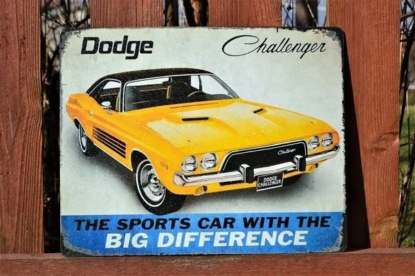 

Dodge Challenger Car Metal Sign Retro Garage Decor Art Poster