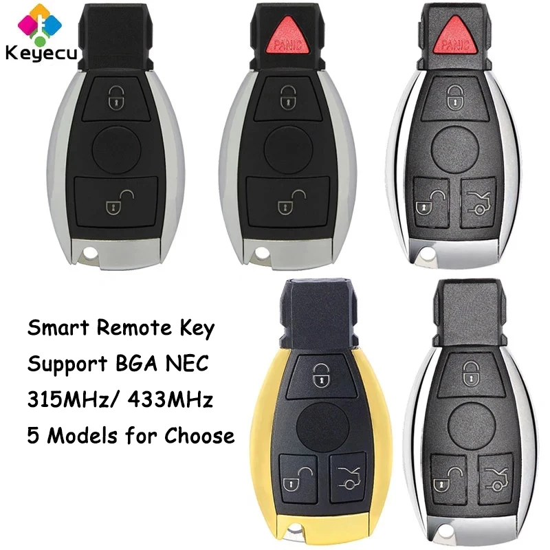 

KEYECU Smart Remote Car Key for Mercedes Benz BGA NEC A B C E S Class W203 W204 W205 W210 W211 W212 W221 W222 Fob 315MHz 433MHz