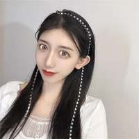 ladies simple style shiny rhinestone long tassel headband hair accessories elegant crystal headband jewelry headdress hair chain