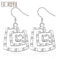 doteffil 925 sterling silver square thread drop earrings charm women jewelry fashion wedding engagement party gift