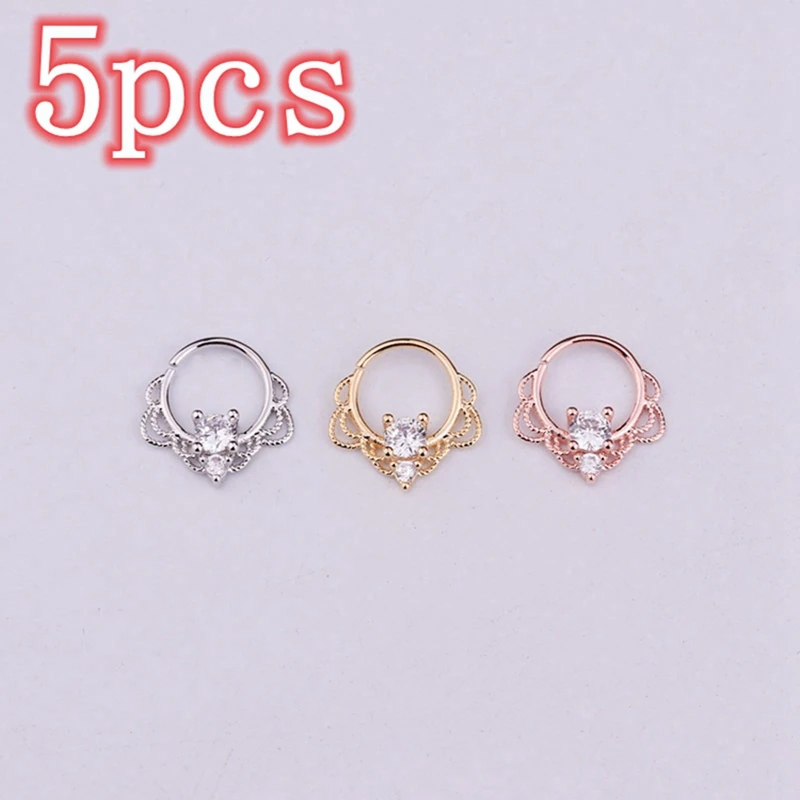 

5pcs Gold Nose Ear Round Helix Cartilage Ring Conch Tragus Labret Hoop Septum Huggie Earrings Piercing Set Body Jewelry H6