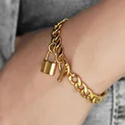 8 мм Круглый браслет с замком для мужчин и женщин, золотистый цвет, нержавеющая сталь, кубинское звено цепи, Гравировальный Шарм ID браслет DDB298