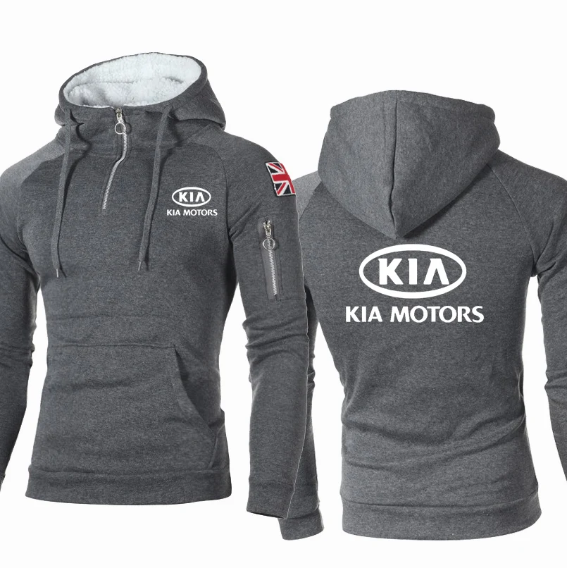 

2021NEW Men Hoodies KIA Car Logo Print Casual Spring Autumn high quality Pure cotton Mens Hooded zipper Jacket Sweatshirts