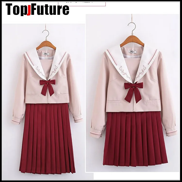 Костюм матроса для девочки с надписью Первая любовь темно-красный | Тематическая