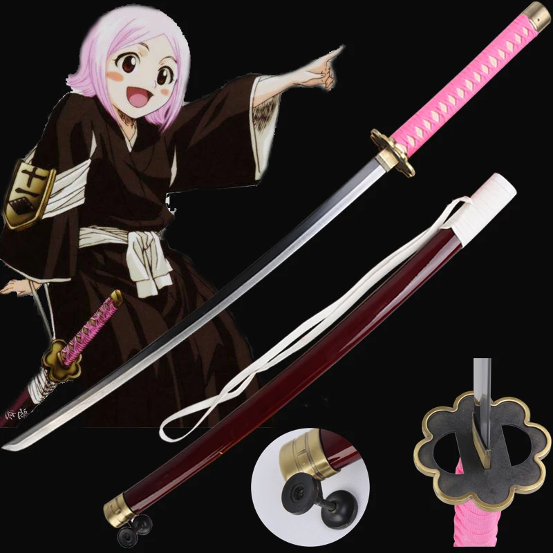 Косплей мечи для Bleach Аниме Kusajishi Yachiru меч катана настоящая Сталь Розовый углеродистая сталь деревянная оболочка не острые