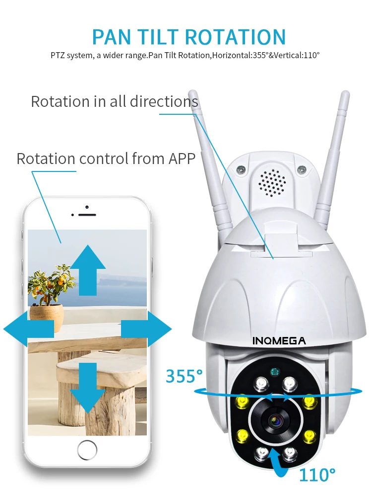 Камера Наружного видеонаблюдения INQMEGA 1080P с поддержкой Wi-Fi | Безопасность и защита