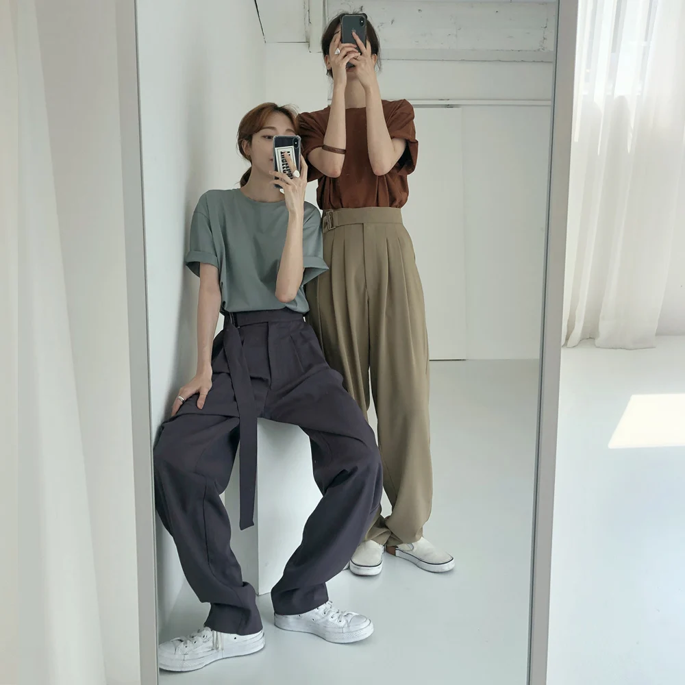Высокая талия женские широкие длинные штаны Mujer свободные Vestidos Jurken уличная одежда однотонные брюки повседневные осенние женские Pantalon