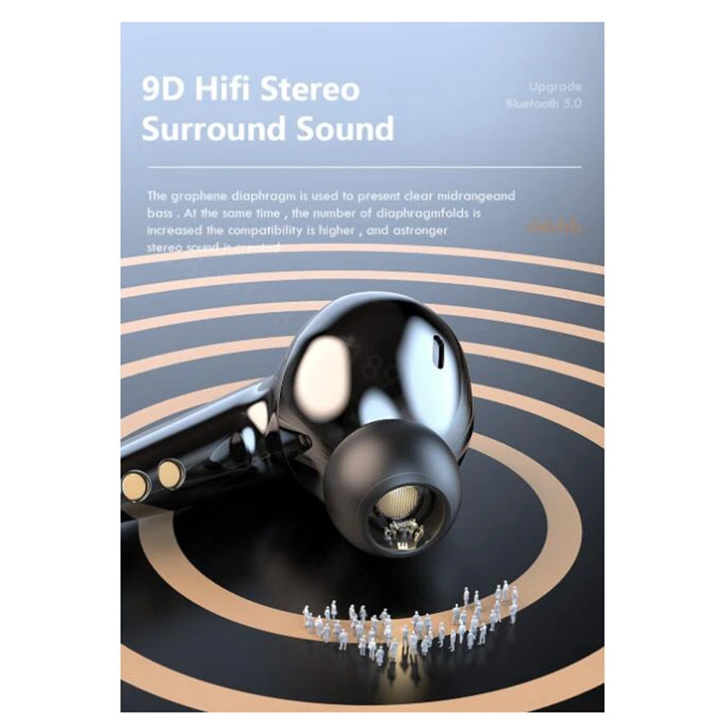 

Wireless Bluetooth Headphones with Microphone Button Control TWS Bluetooth Earphones Sports Waterproof Headsets Black
