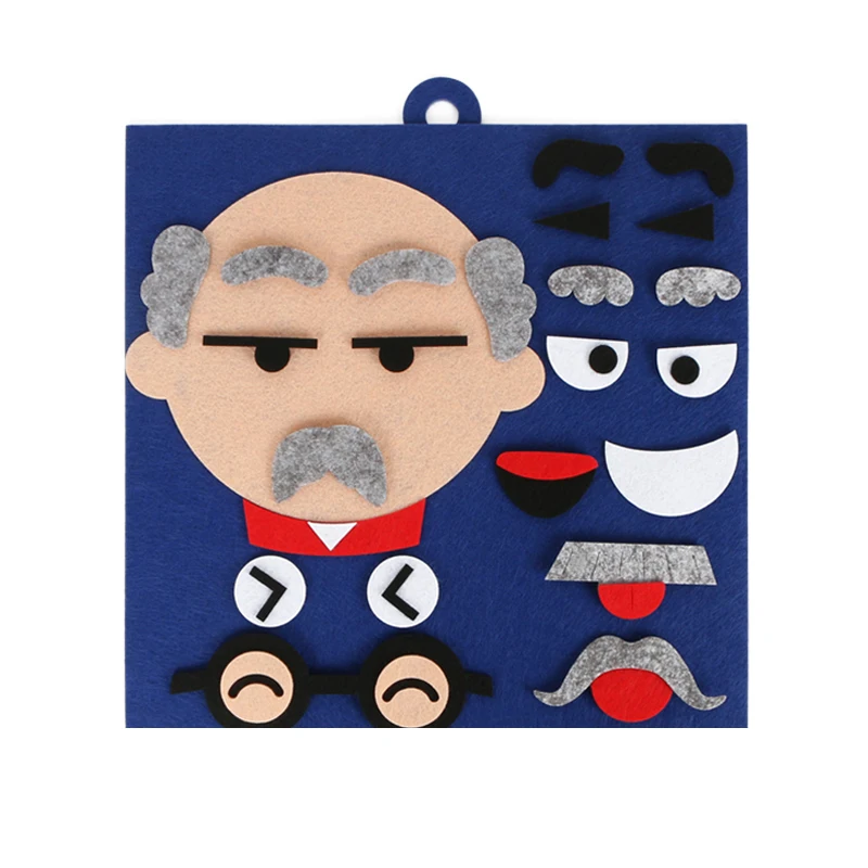 1 set of children's toys DIY mood change jigsaw puzzle recognition facial expressions learning toy children jigsaw teaching mate - Цвет: Grandpa style