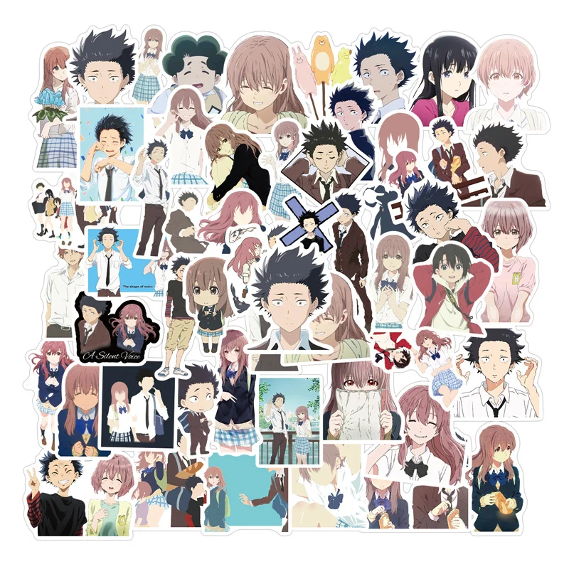 

50 Pcs Anime A Silent Voice Stickers Nishimiya Shouko PVC Graffiti Decals Skateboard Sticker For Laptop Motorcycle Luggage DIY