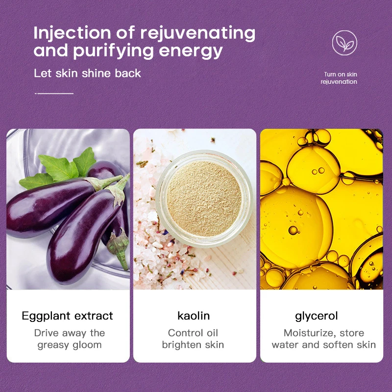 

Eggplant Green Tea Cleansing Solid Mud Mask Shrink Pores Oil Control Masque Skin Care Moisturizing Whitening Mask TSLM1